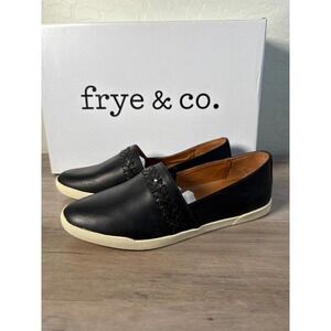 New! Frye & Co. Womens Cody Slip On‎ Sneaker Shoes, Braid Detail, Black, US 7.5